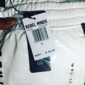 White Rebel Minds Track Pants With Black Stripe XL